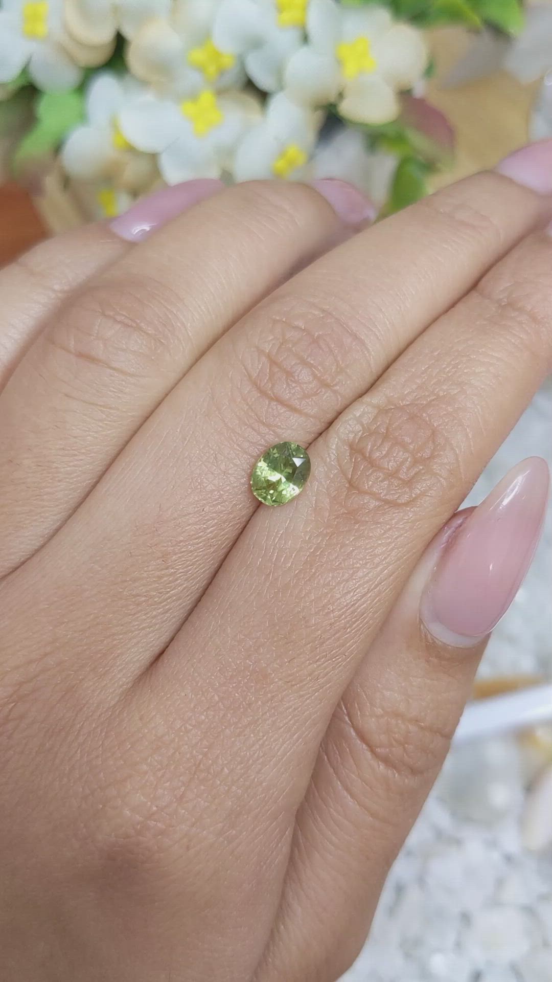 1.23 Ct. Yellowish Green Sapphire from Madagascar Size Video