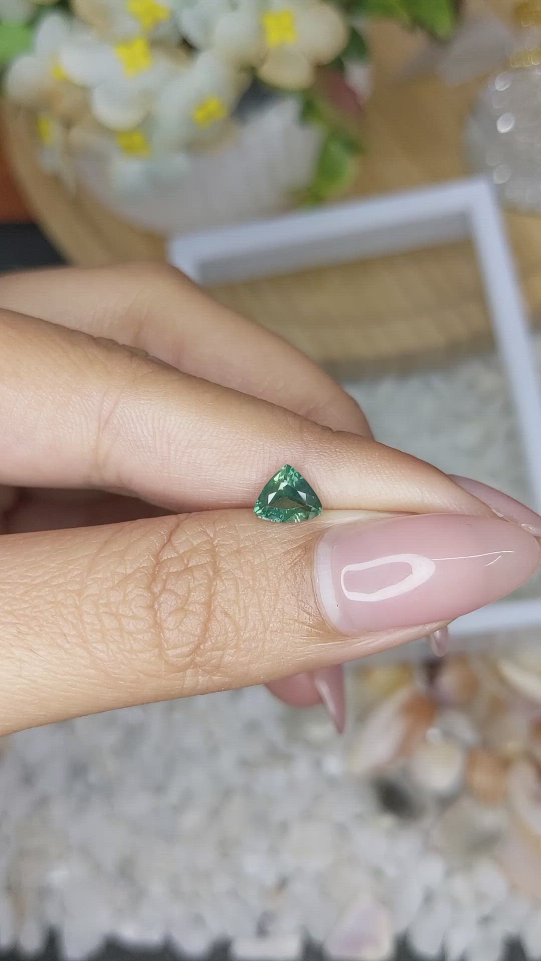 0.85 Ct. Bluish Green Sapphire from Madagascar Size Video