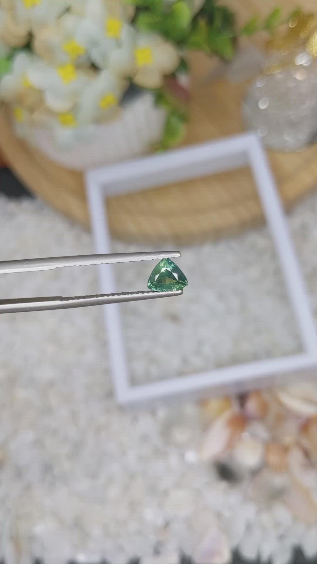0.85 Ct. Bluish Green Sapphire from Madagascar Size Video