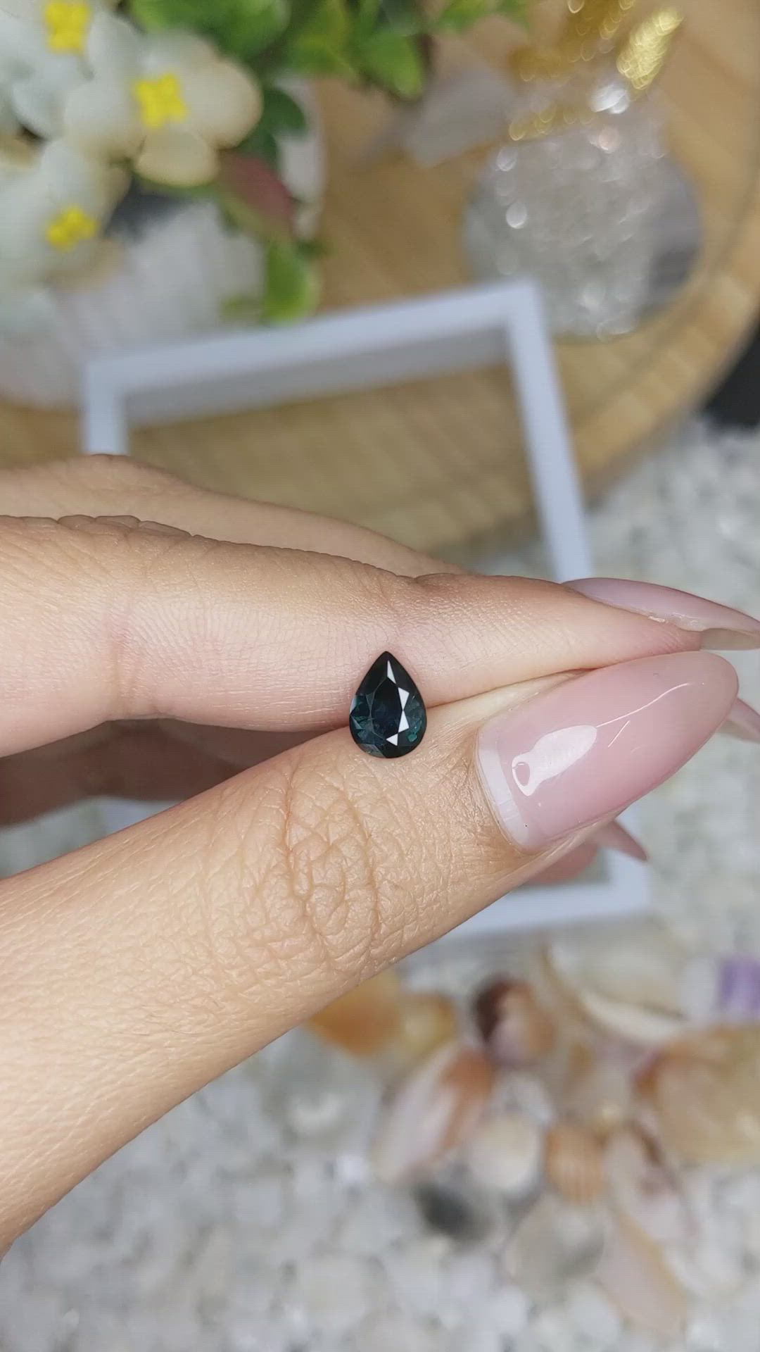 1.12 Ct. Greenish Blue Sapphire from Madagascar Size Video