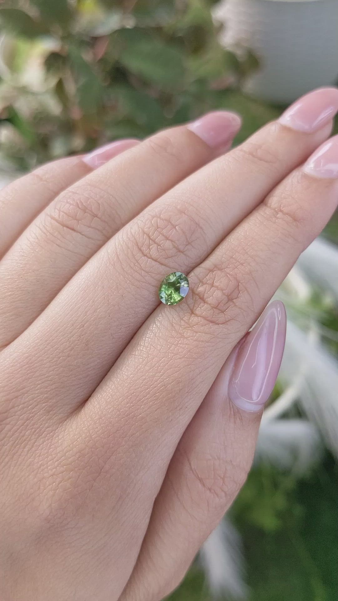 0.95 Ct. Yellowish Green Sapphire from Madagascar Size Video