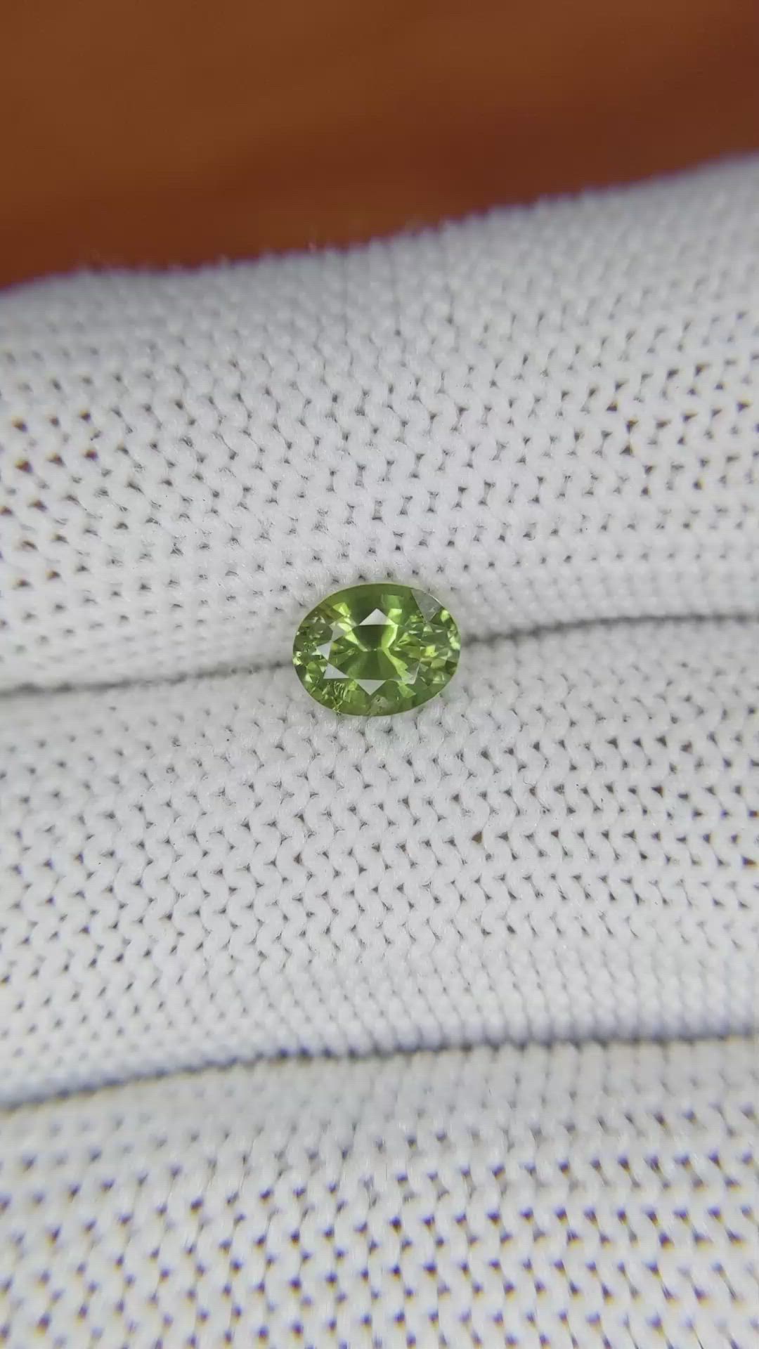 0.95 Ct. Yellowish Green Sapphire from Madagascar Size Video