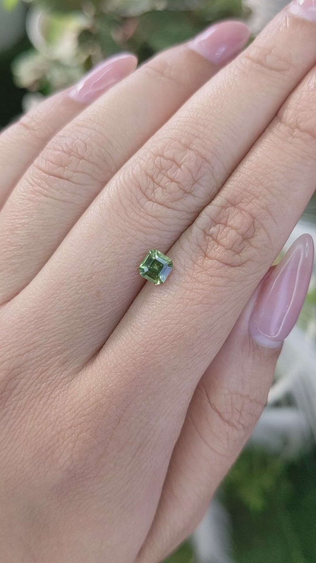0.85 Ct. Yellowish Green Sapphire from Madagascar Size Video