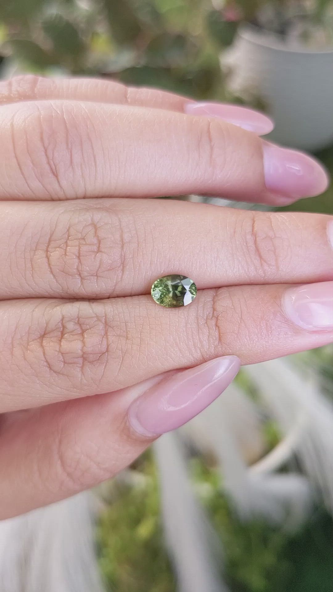 1.10 Ct. Yellowish Green Sapphire from Madagascar Size Video