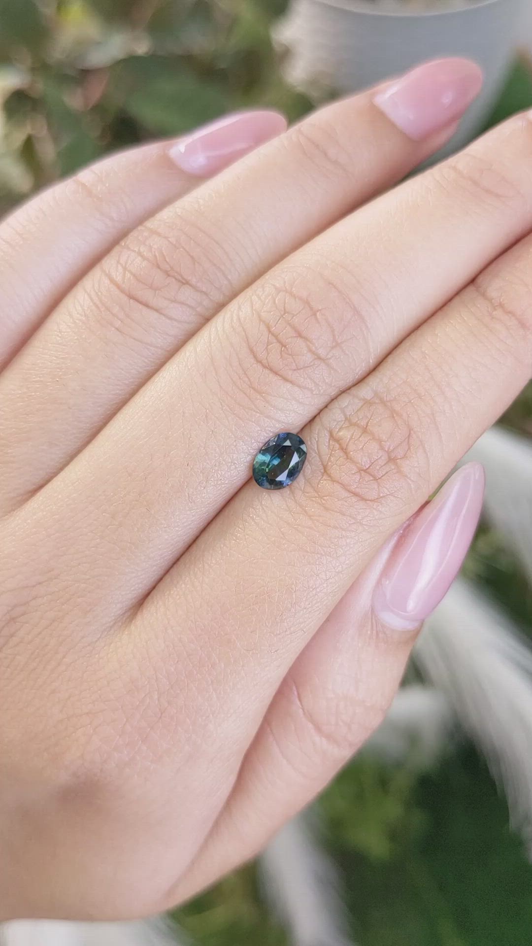 0.79 Ct. Greenish Blue Sapphire from Madagascar Size Video