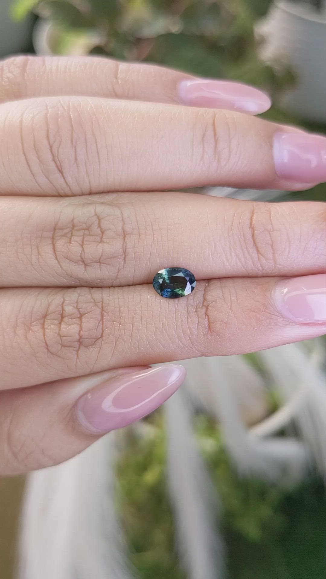 0.79 Ct. Greenish Blue Sapphire from Madagascar Size Video
