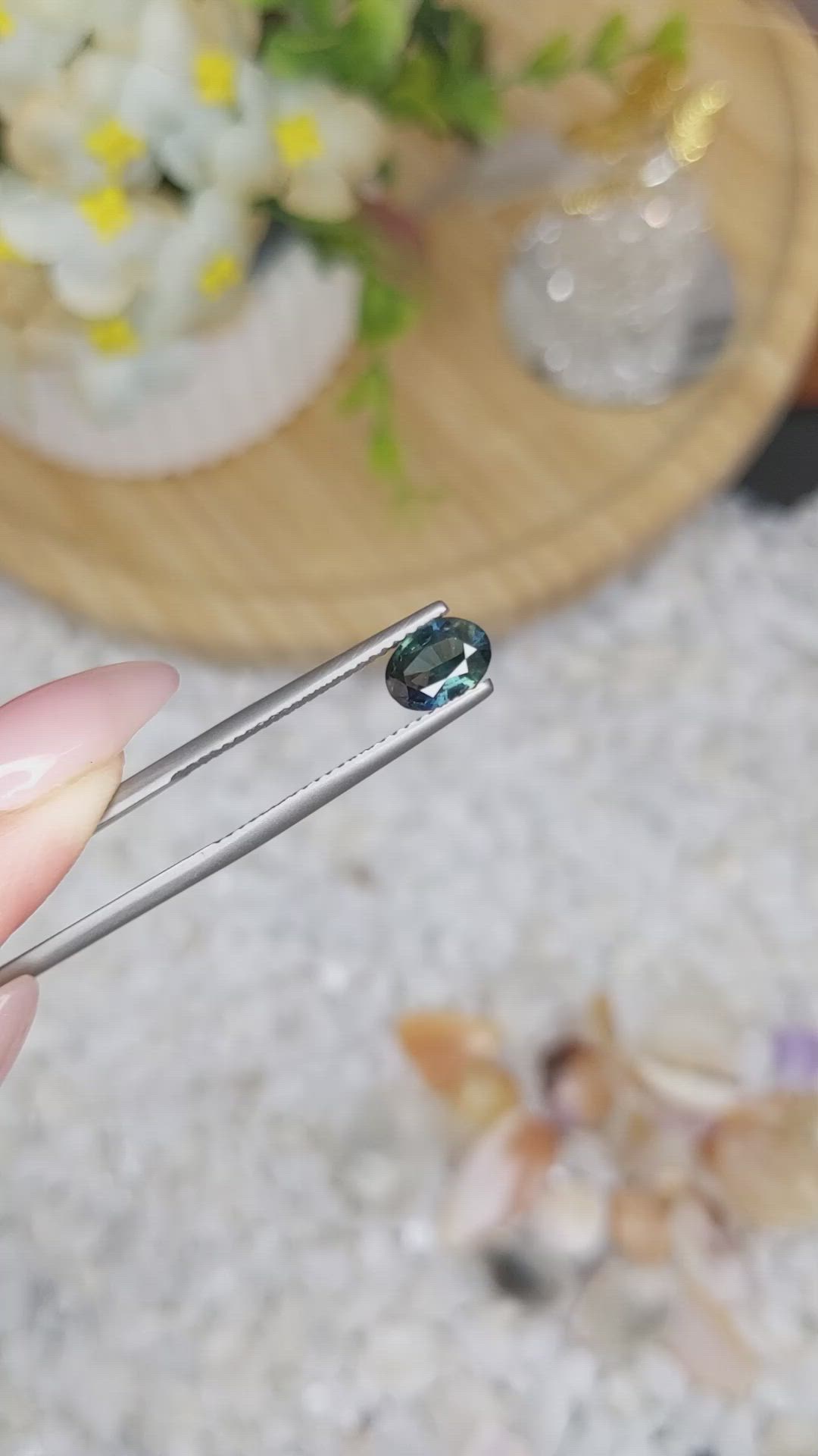 0.79 Ct. Greenish Blue Sapphire from Madagascar Size Video