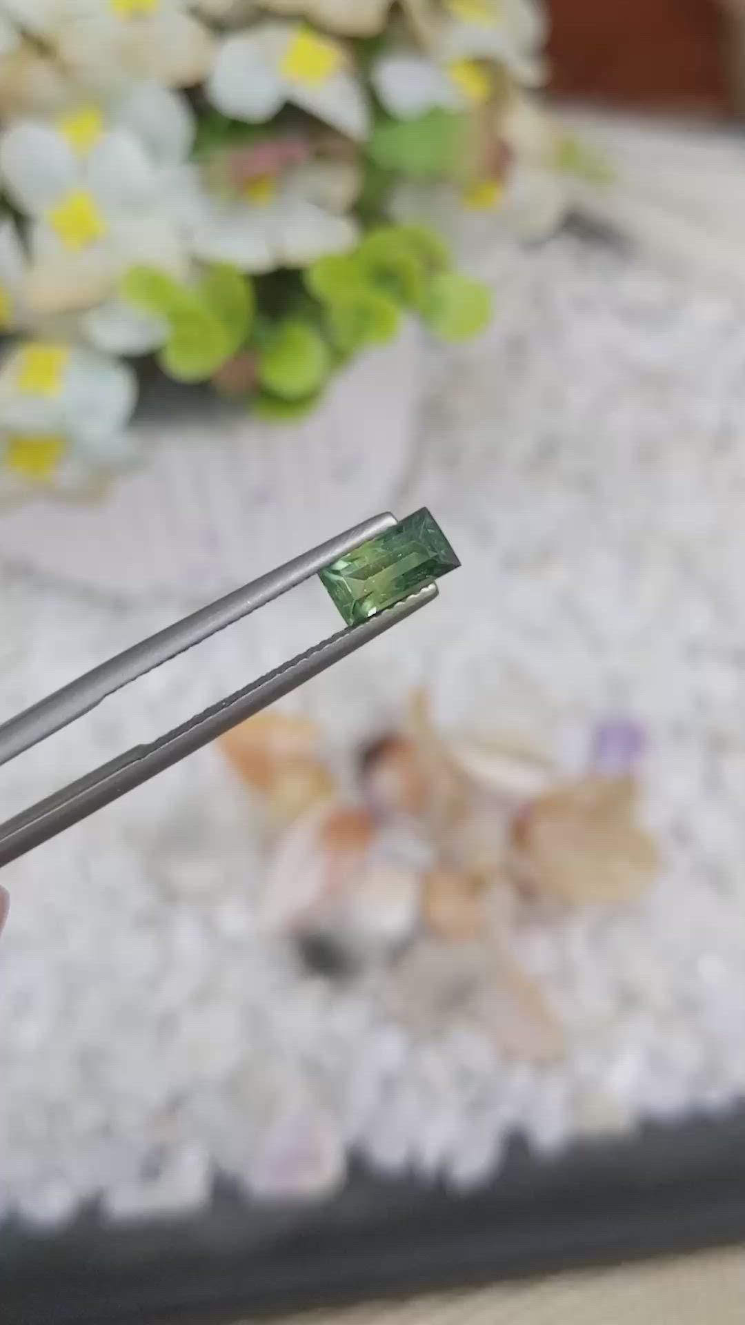 1.01 Ct. Yellowish Green Sapphire from Madagascar Size Video