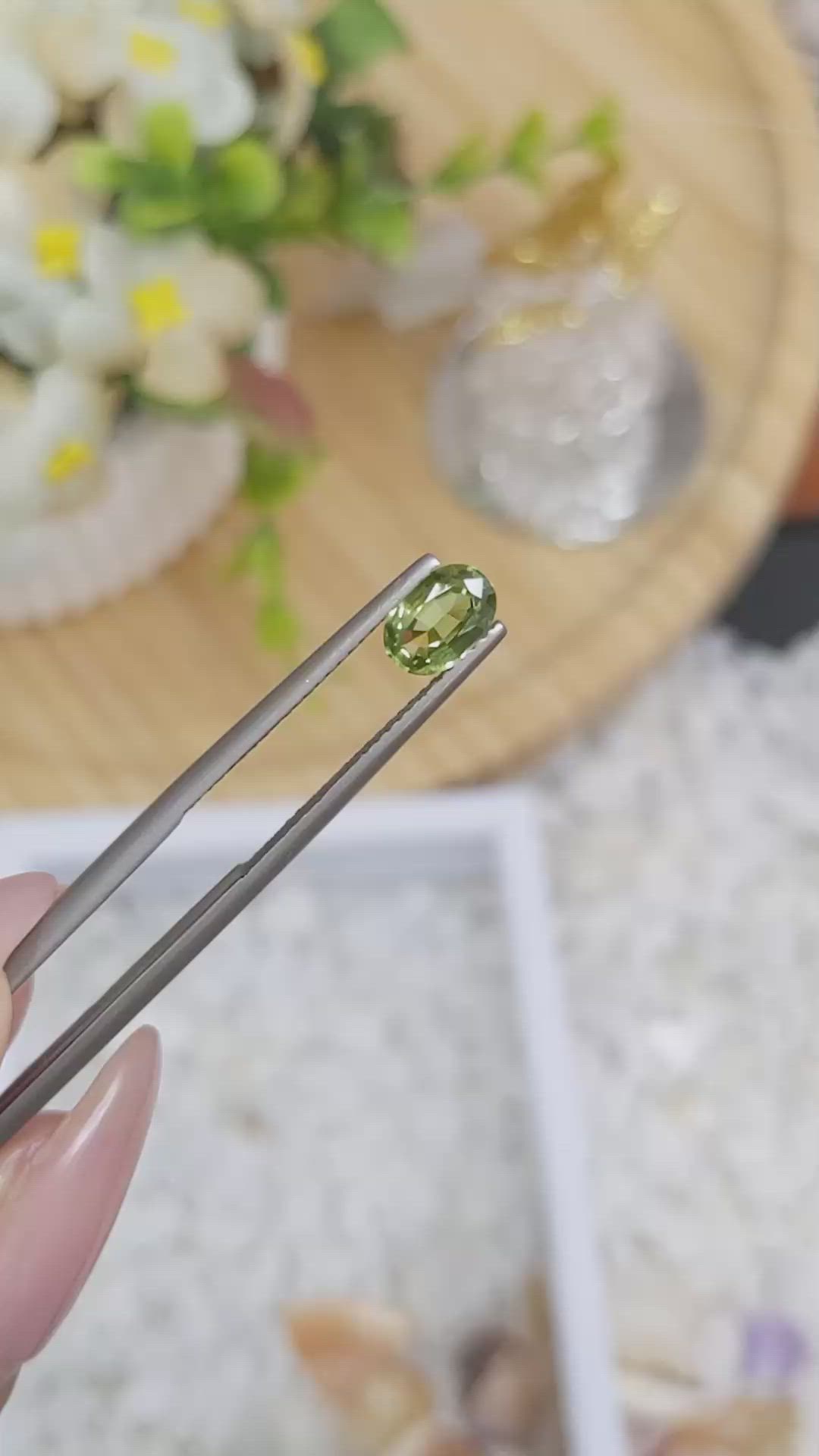 0.99 Ct. Yellowish Green Sapphire from Madagascar Size Video