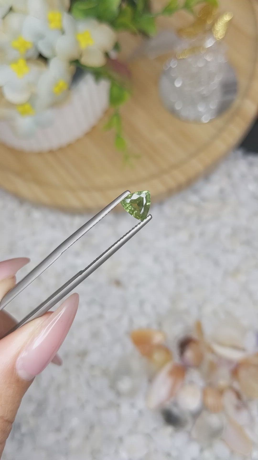 0.81 Ct. Yellowish Green Sapphire from Madagascar Size Video