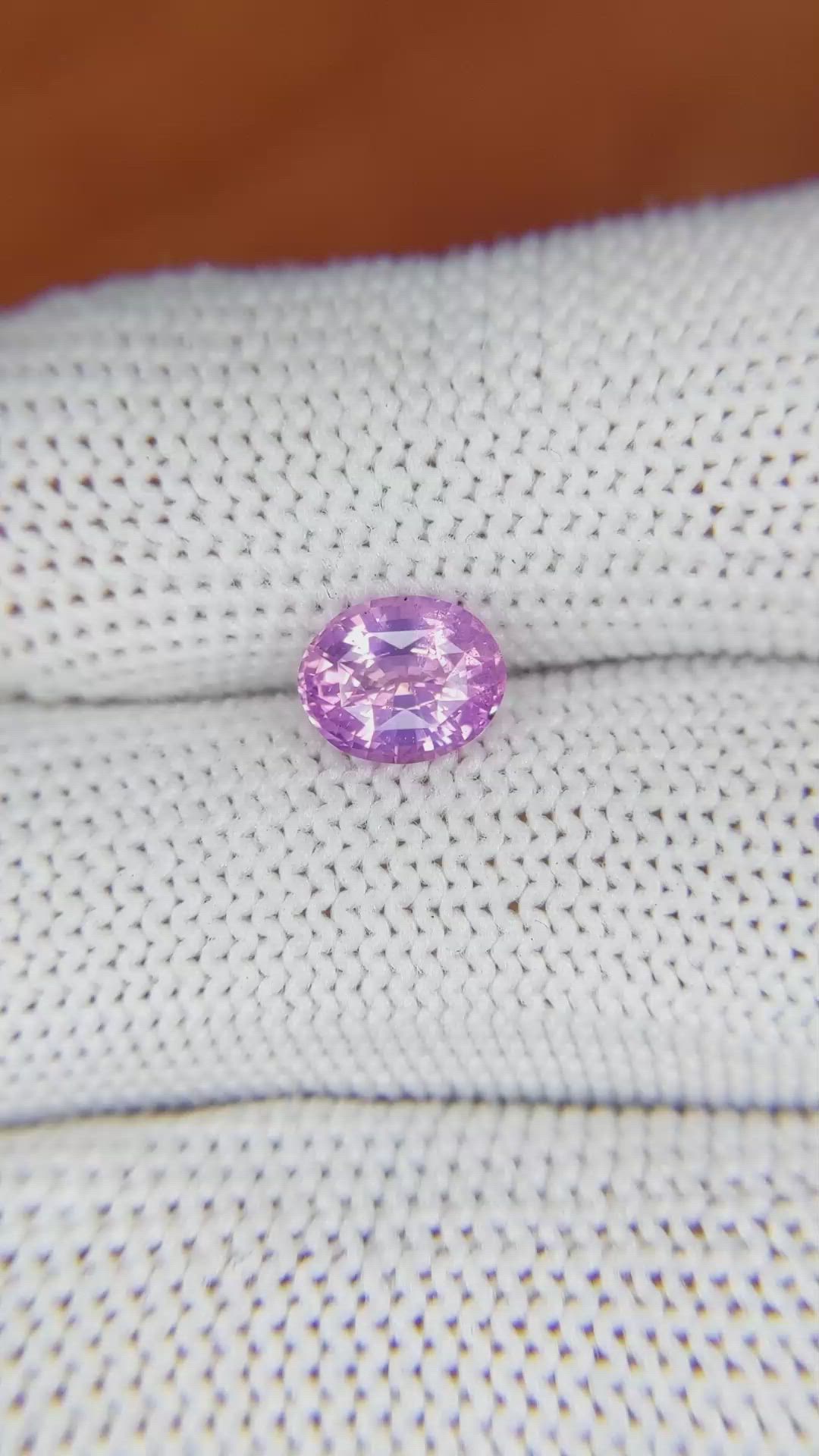 1.60 Ct. Pinkish Purple Sapphire from Ceylon (Sri Lanka) Size Video