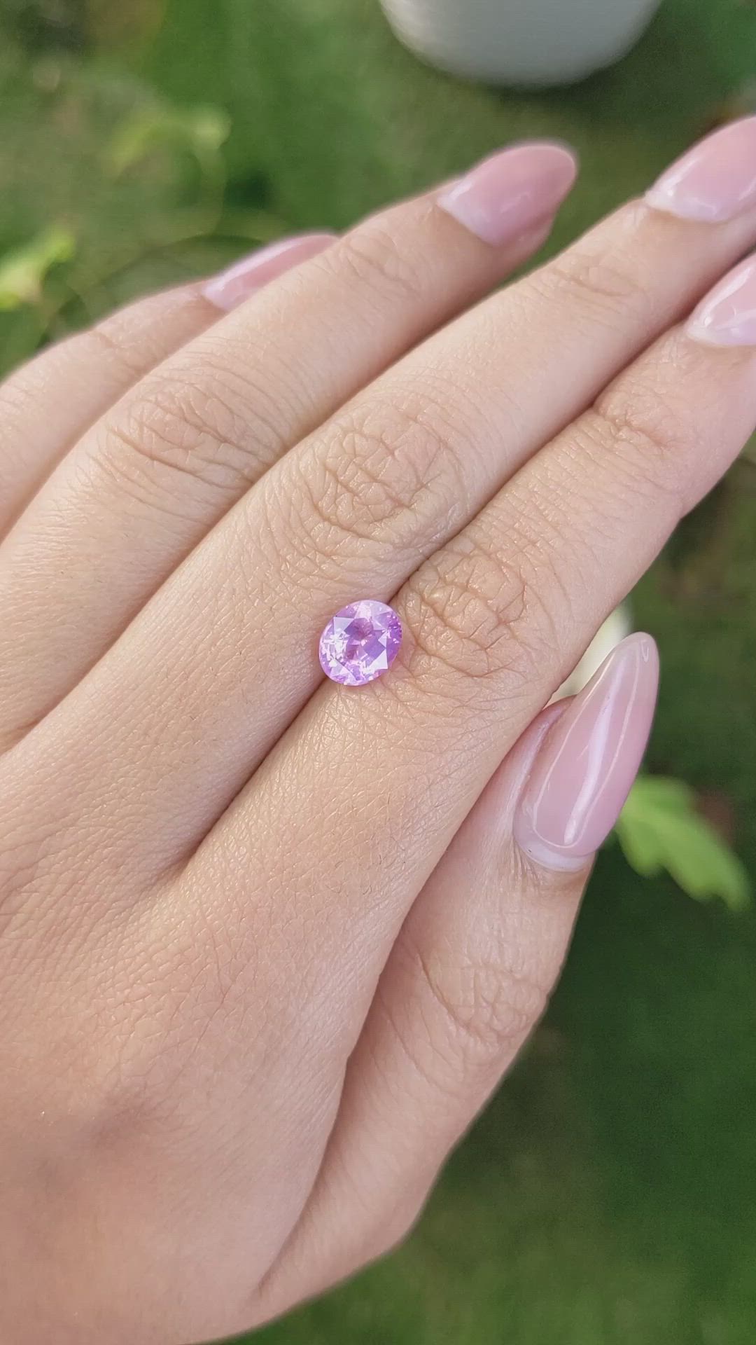 1.60 Ct. Pinkish Purple Sapphire from Ceylon (Sri Lanka) Size Video