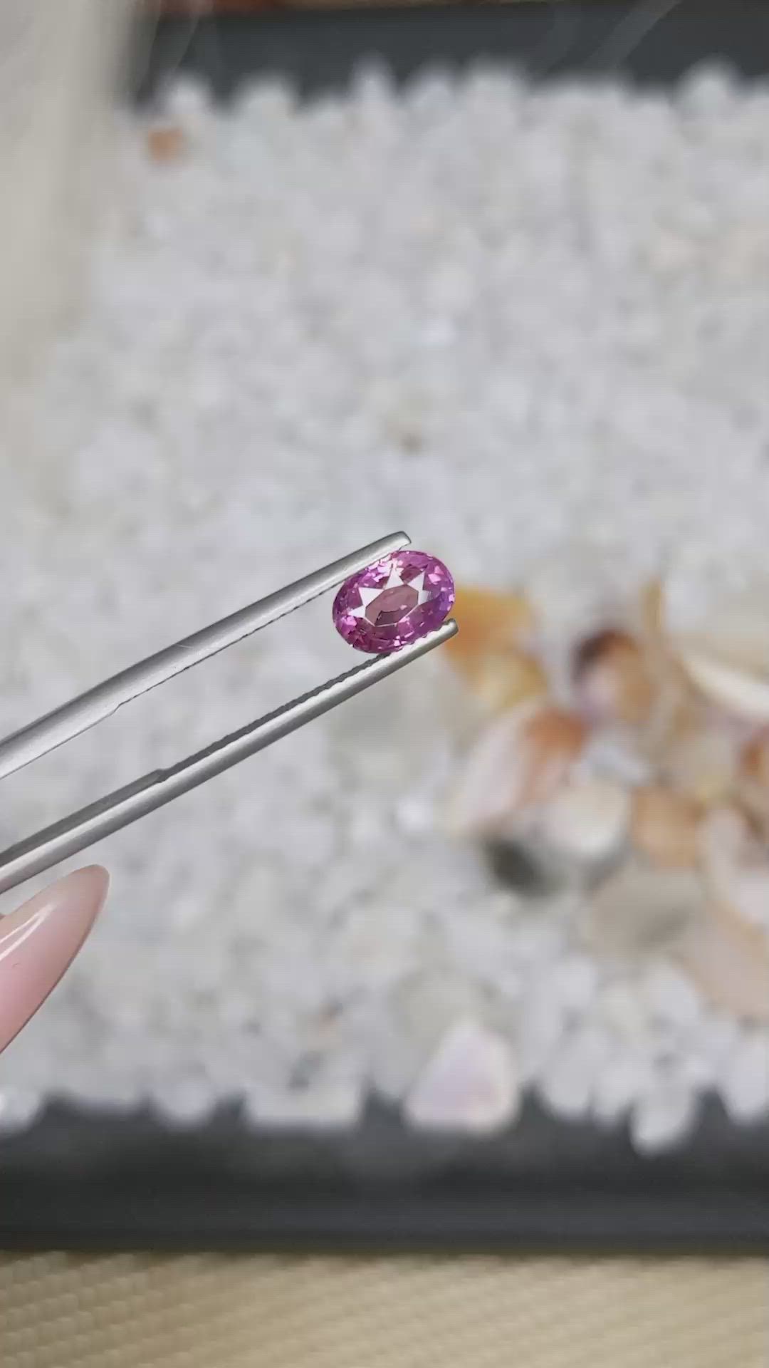 1.50 Ct. Pinkish Purple Sapphire from Ceylon (Sri Lanka) Size Video