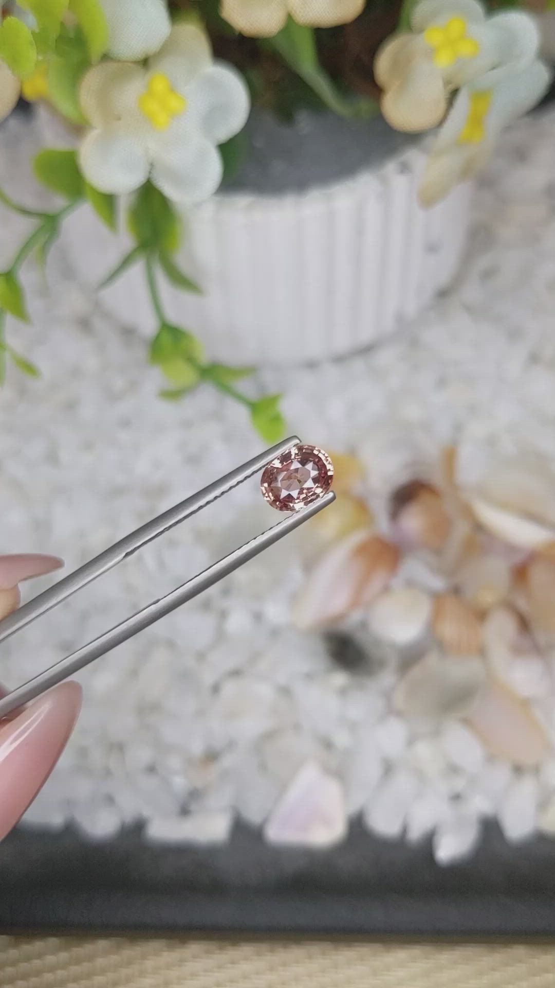 1.24 Ct. Peach Sapphire from Ceylon (Sri Lanka) Size Video