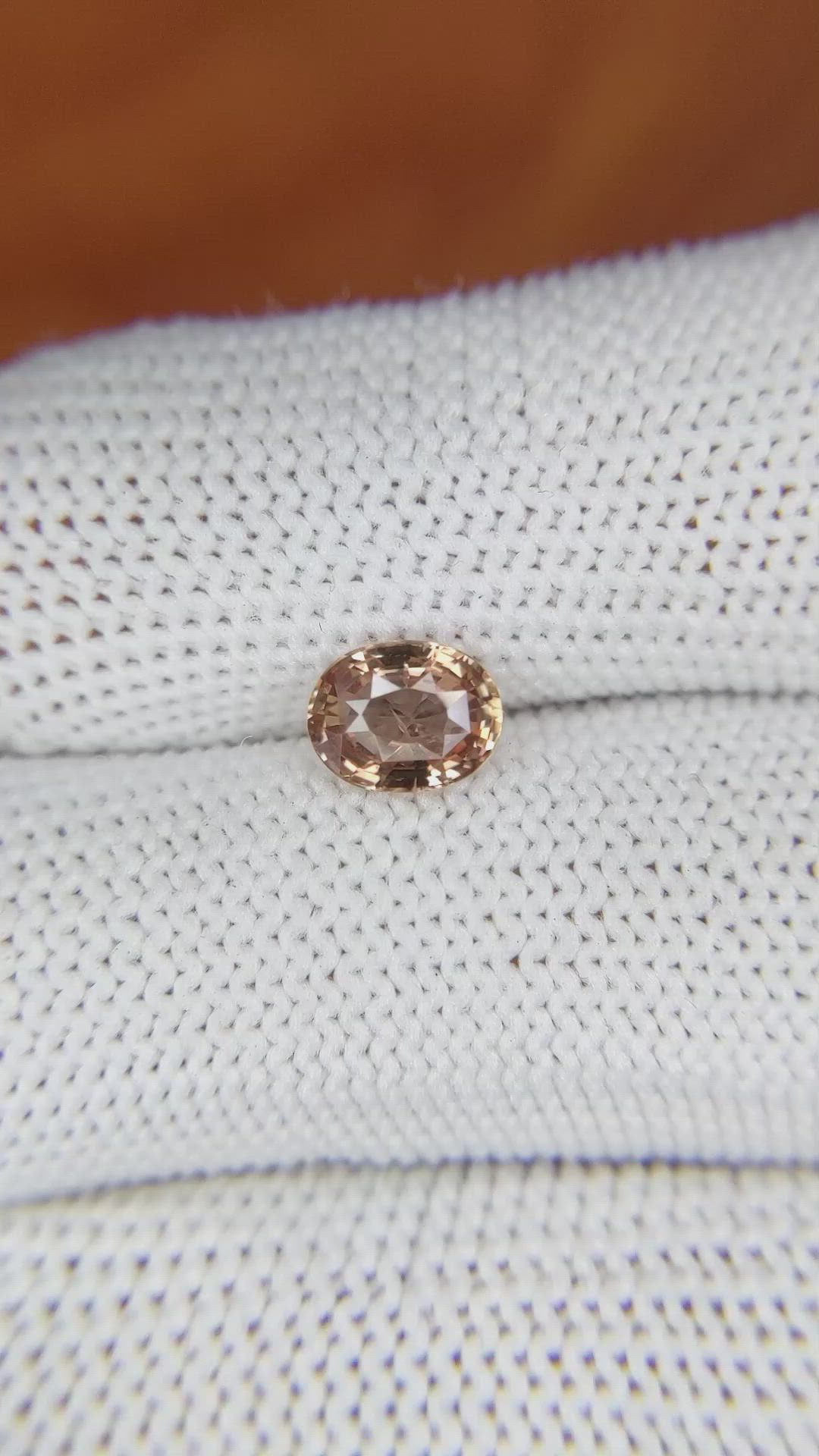 1.24 Ct. Peach Sapphire from Ceylon (Sri Lanka) Size Video