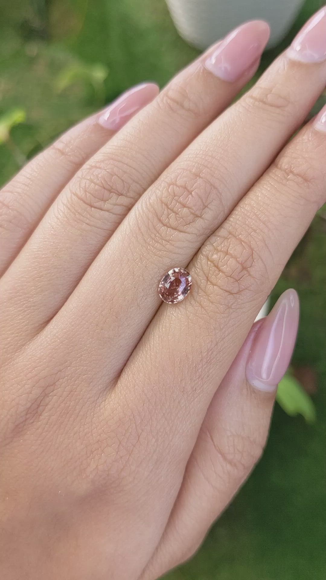 1.24 Ct. Peach Sapphire from Ceylon (Sri Lanka) Size Video