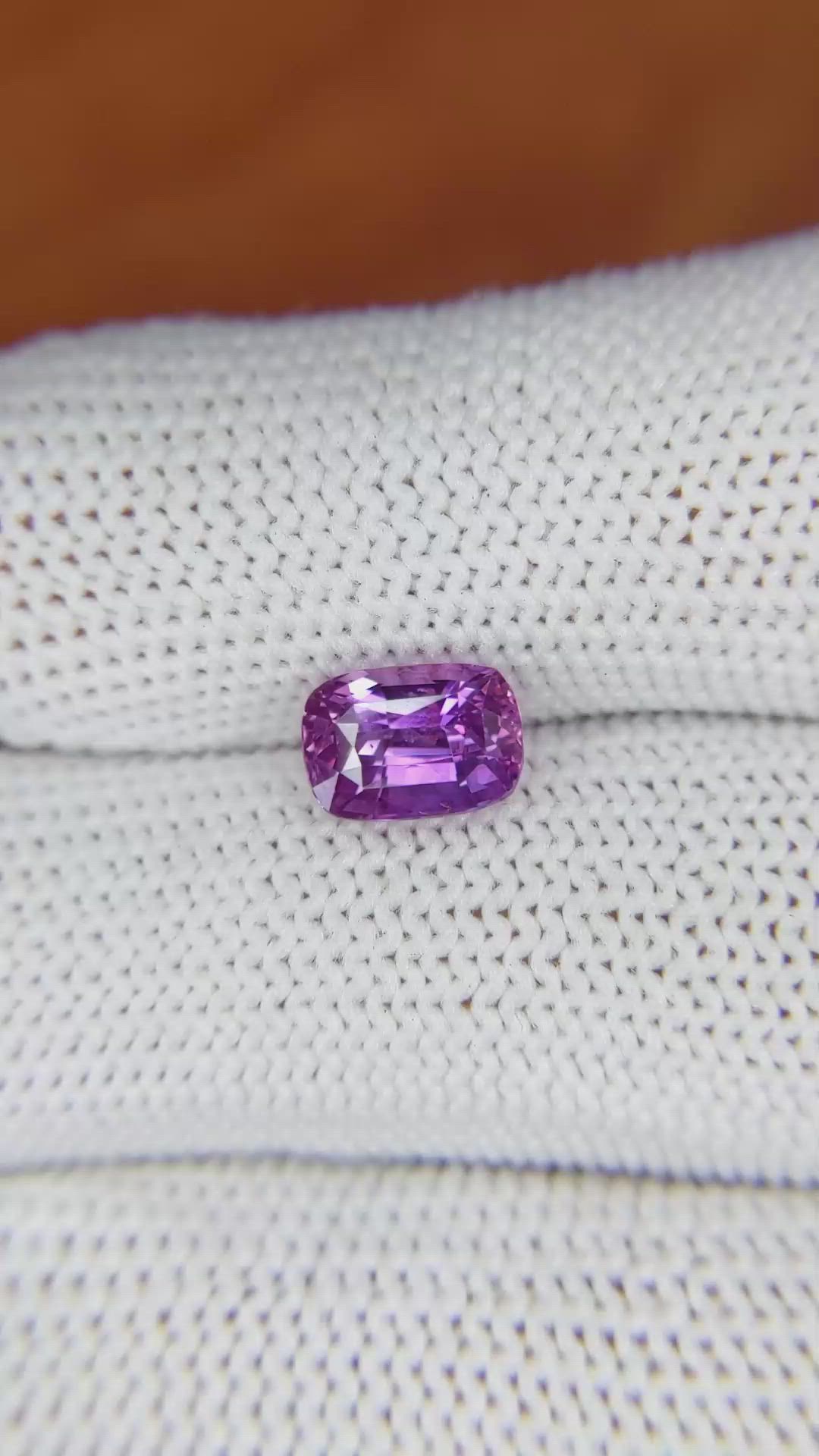 2.16 Ct. Pinkish Purple Sapphire from Ceylon (Sri Lanka) Size Video