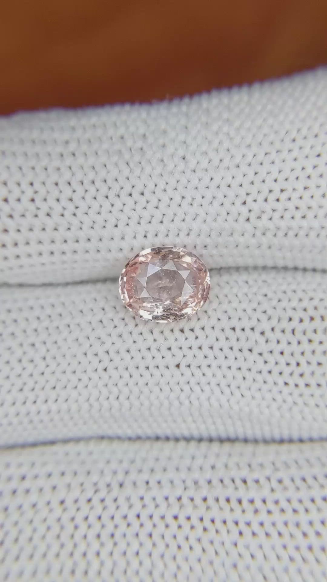 2.00 Ct. Peach Sapphire from Ceylon (Sri Lanka) Size Video