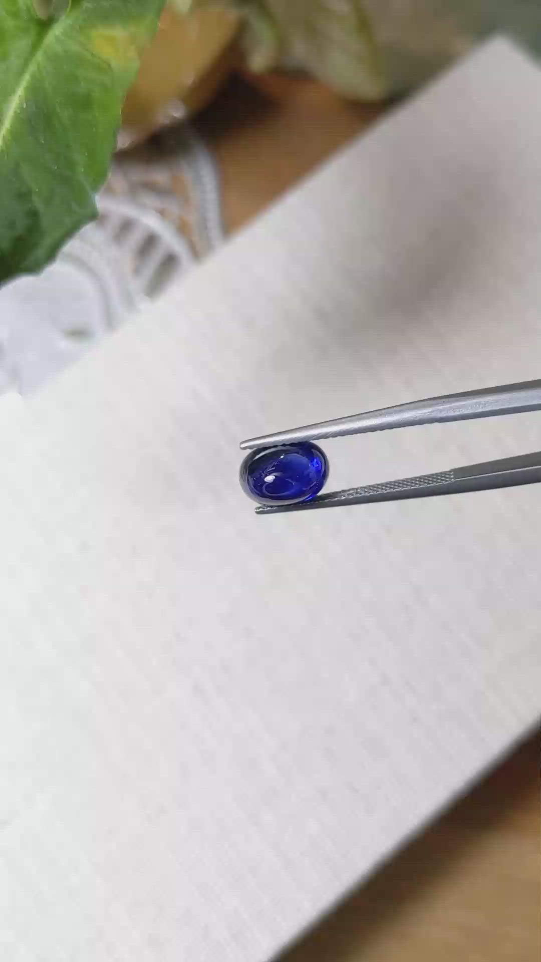 4.04 Ct. Blue Cabochon Sapphire from Ceylon (Sri Lanka) Size Video