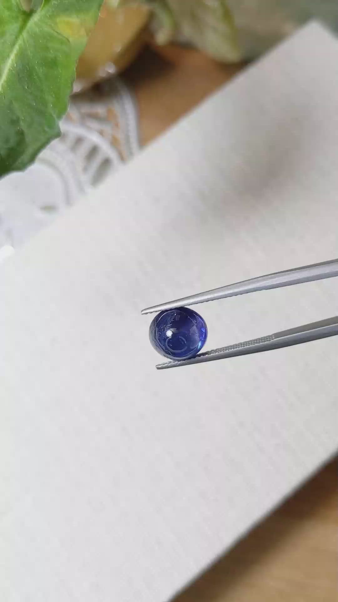 5.48 Ct. Blue Cabochon Sapphire from Ceylon (Sri Lanka) Size Video