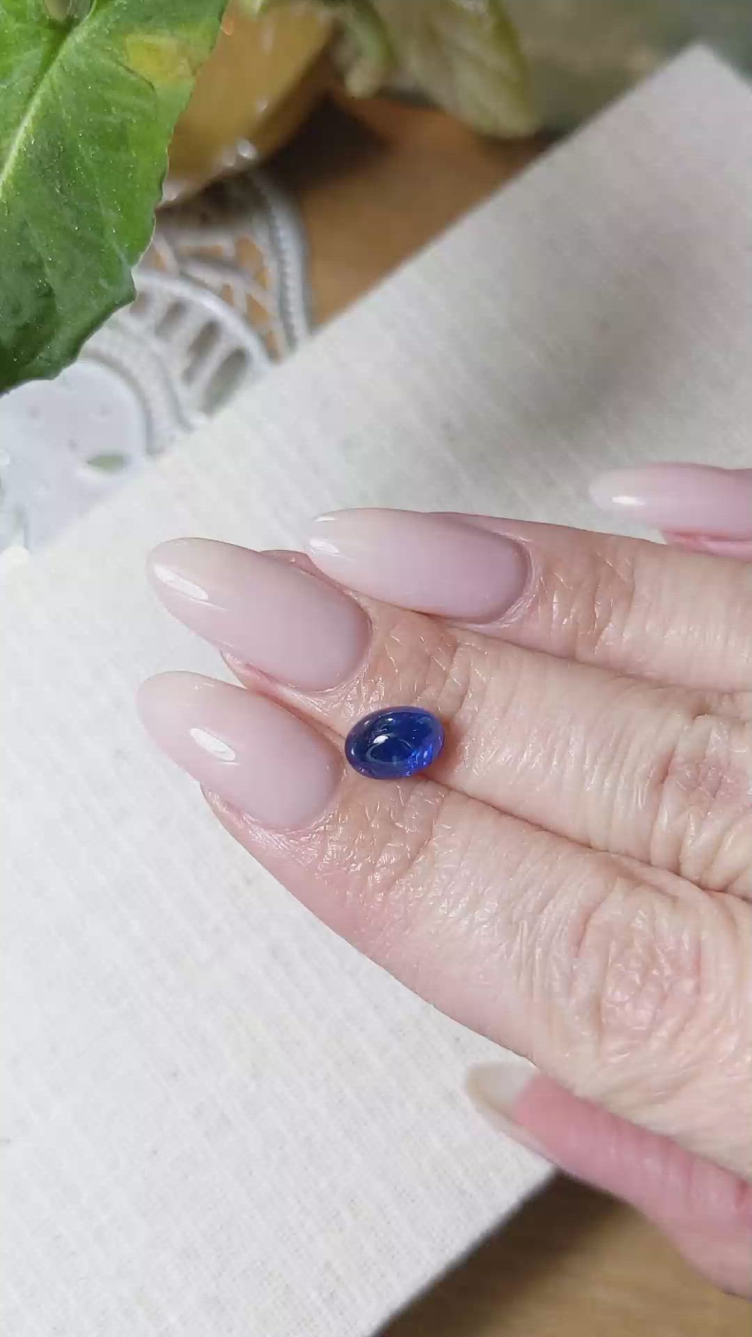 2.90 Ct. Blue Cabochon Sapphire from Ceylon (Sri Lanka) Size Video