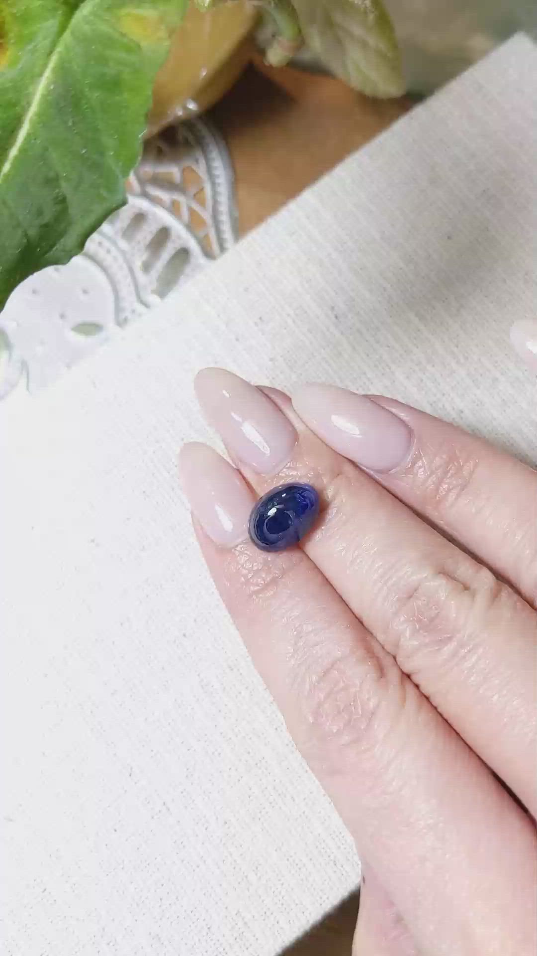 7.30 Ct. Blue Cabochon Sapphire from Ceylon (Sri Lanka) Size Video