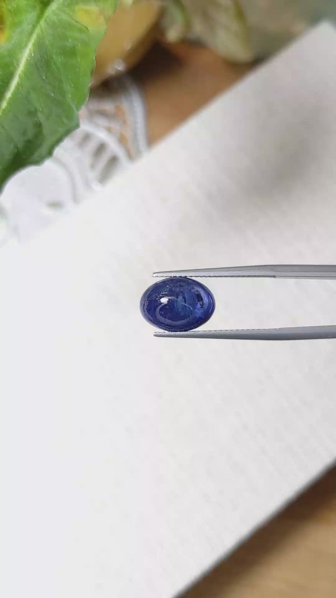 7.30 Ct. Blue Cabochon Sapphire from Ceylon (Sri Lanka) Size Video