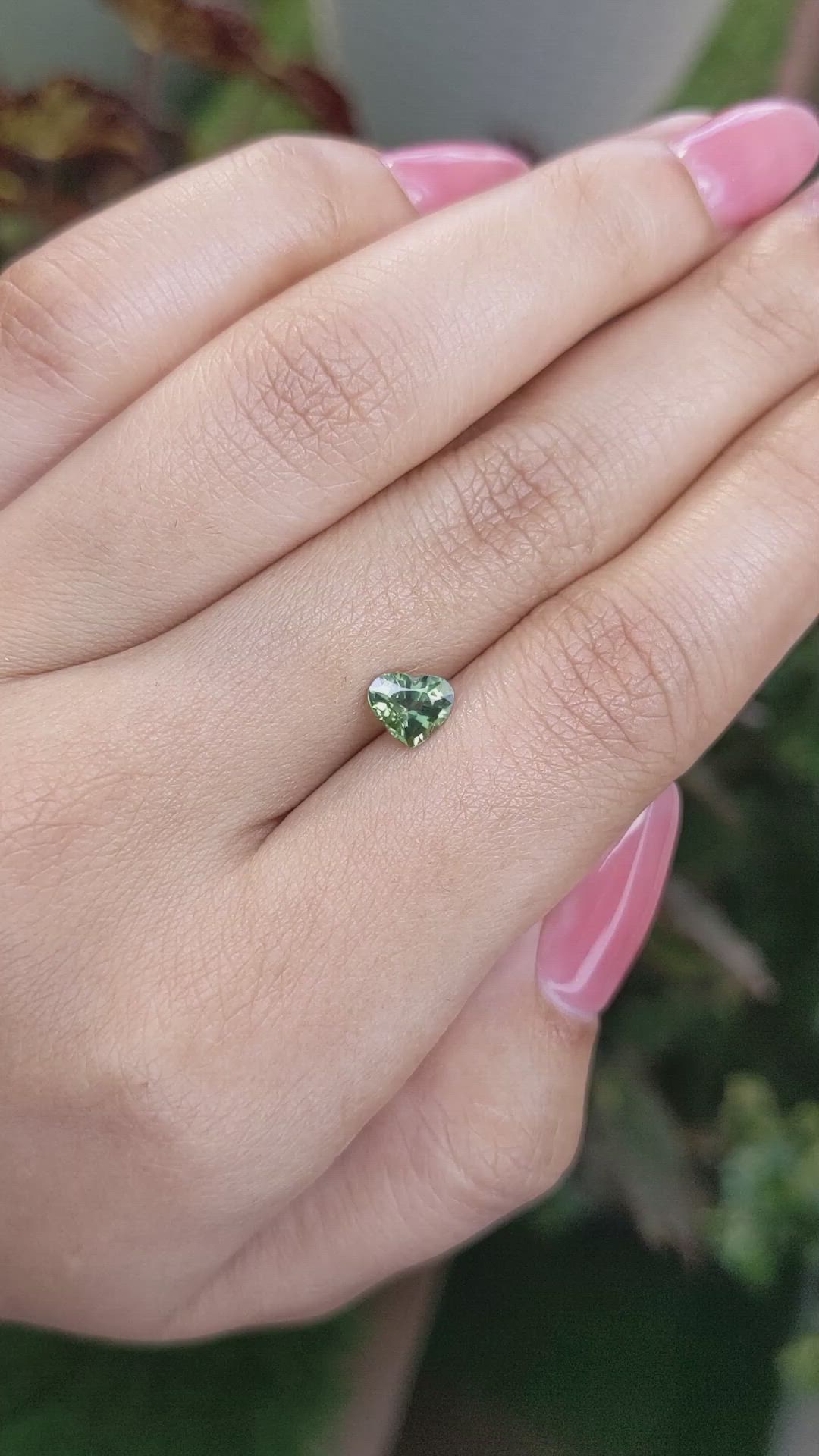 0.88 Ct. Yellowish Green Sapphire from Madagascar Size Video