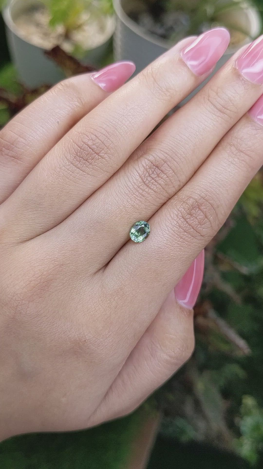 0.91 Ct. Bluish Green Sapphire from Madagascar Size Video