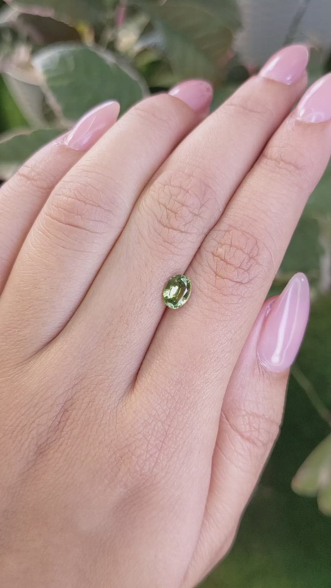0.91 Ct. Yellowish Green Sapphire from Madagascar Size Video
