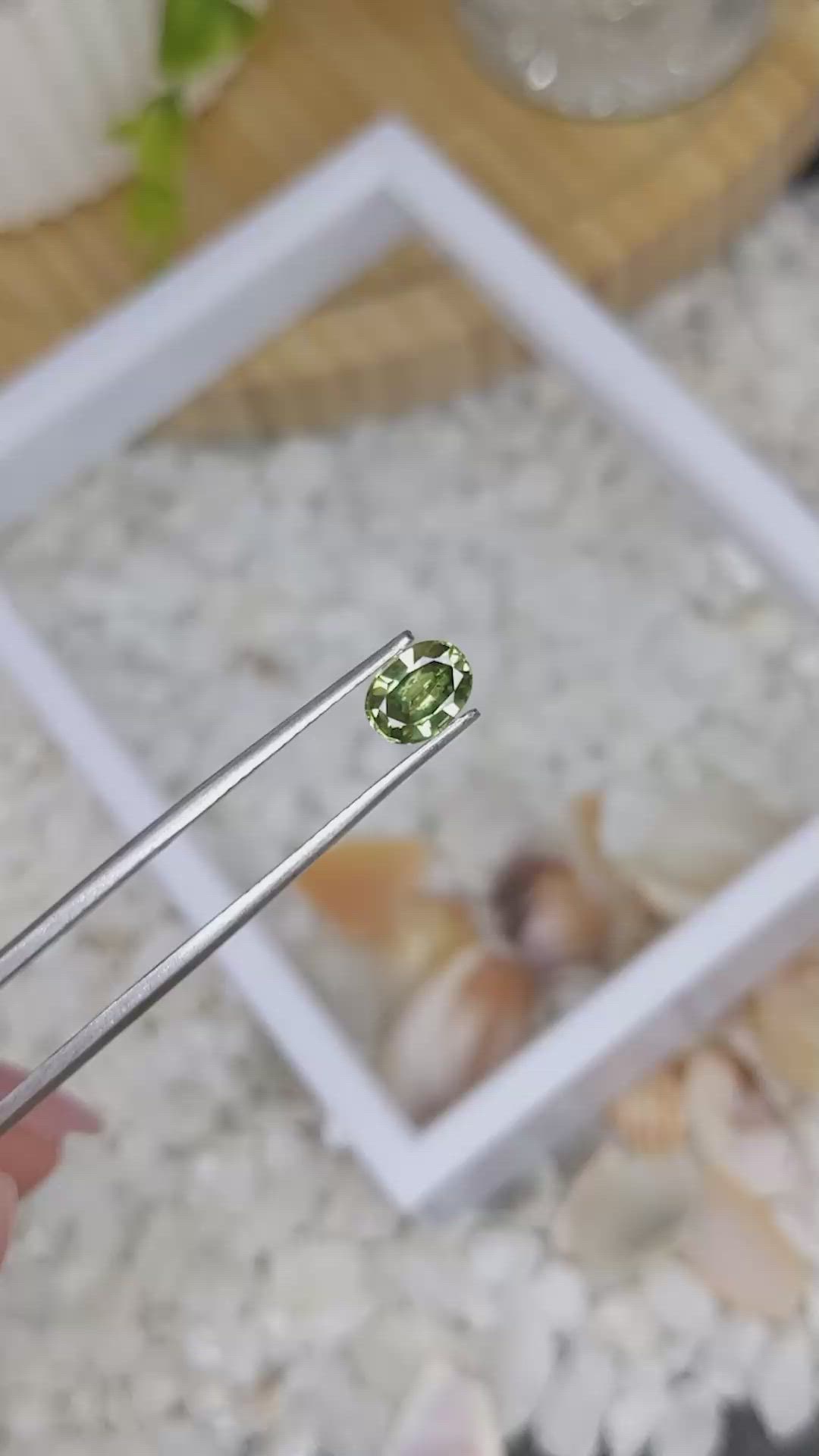 0.91 Ct. Yellowish Green Sapphire from Madagascar Size Video