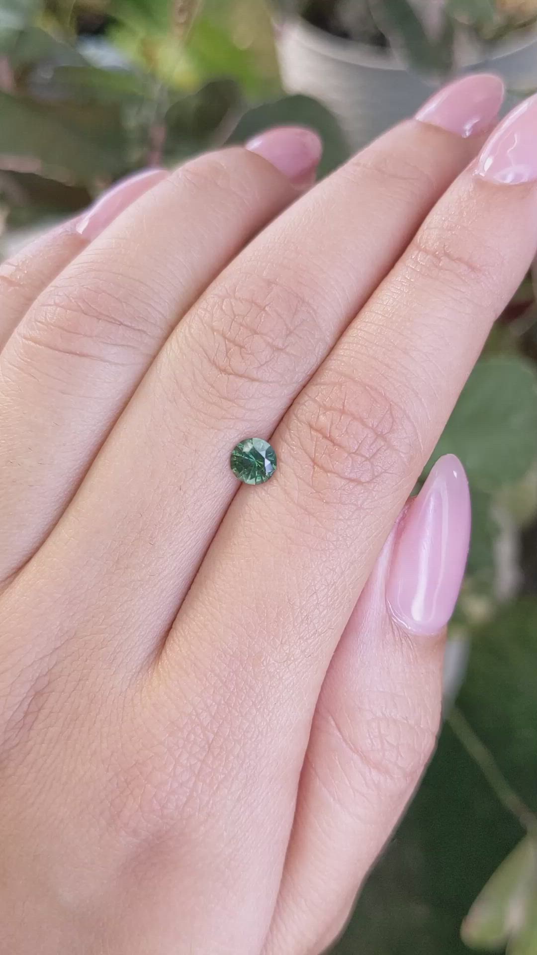 0.57 Ct. Bluish Green Sapphire from Madagascar Size Video
