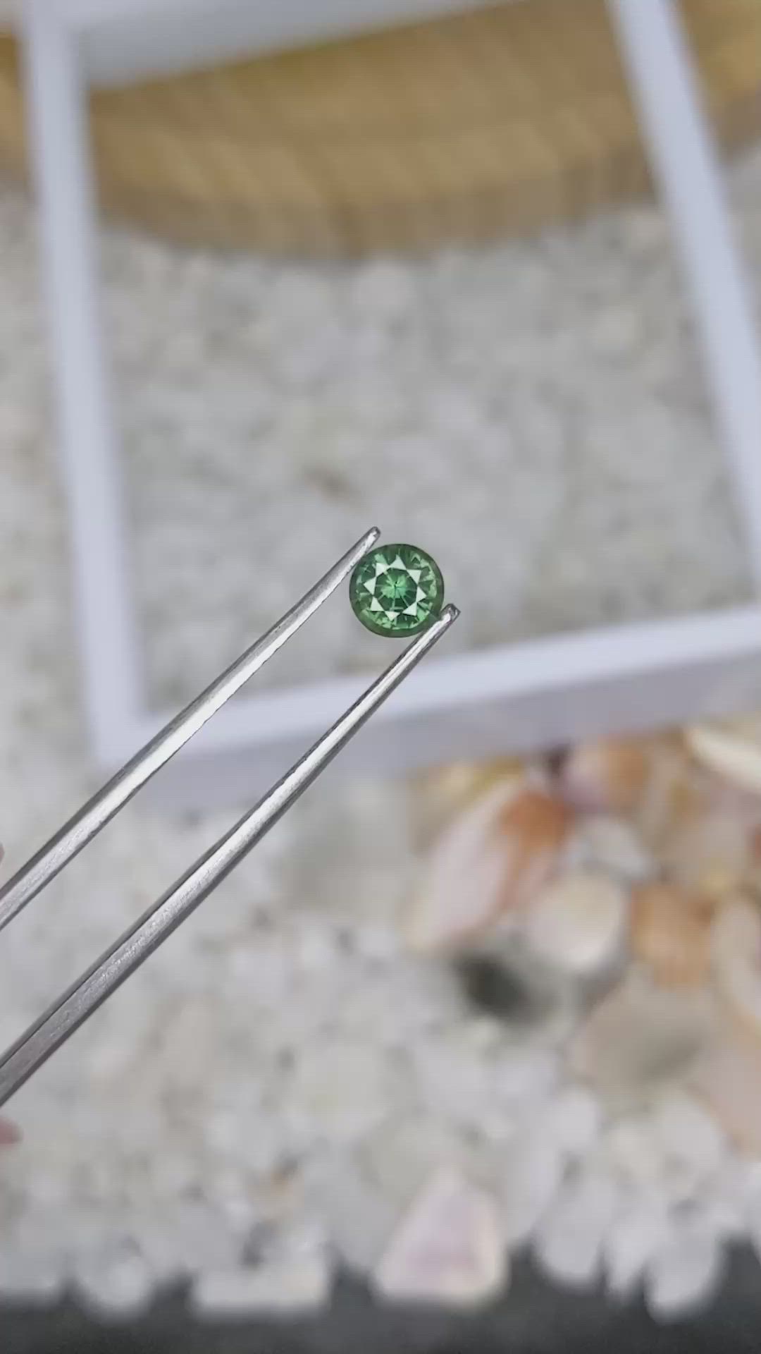 0.57 Ct. Bluish Green Sapphire from Madagascar Size Video