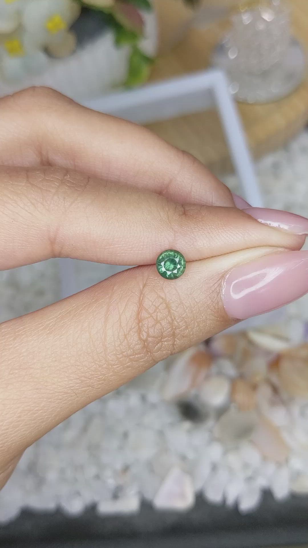 0.57 Ct. Bluish Green Sapphire from Madagascar Size Video