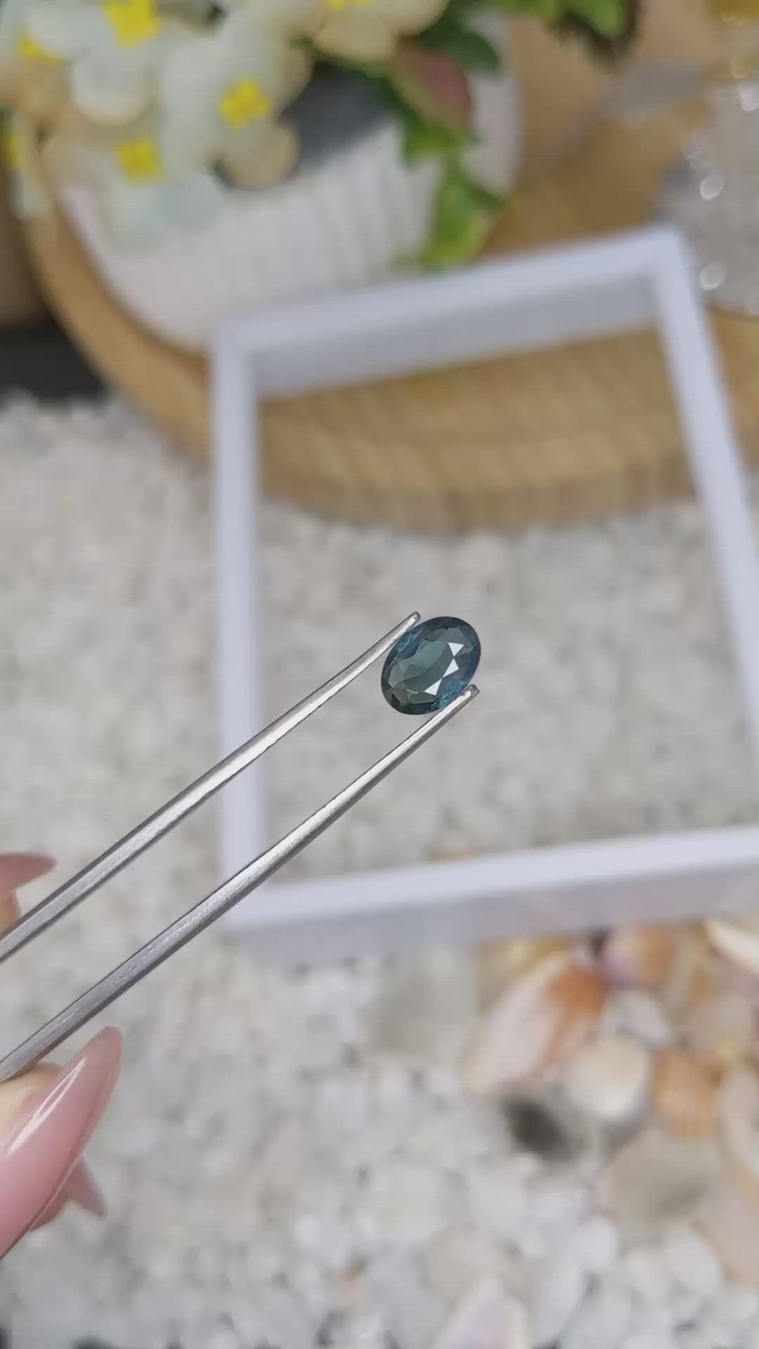 1.00 Ct. Greenish Blue Sapphire from Madagascar Size Video