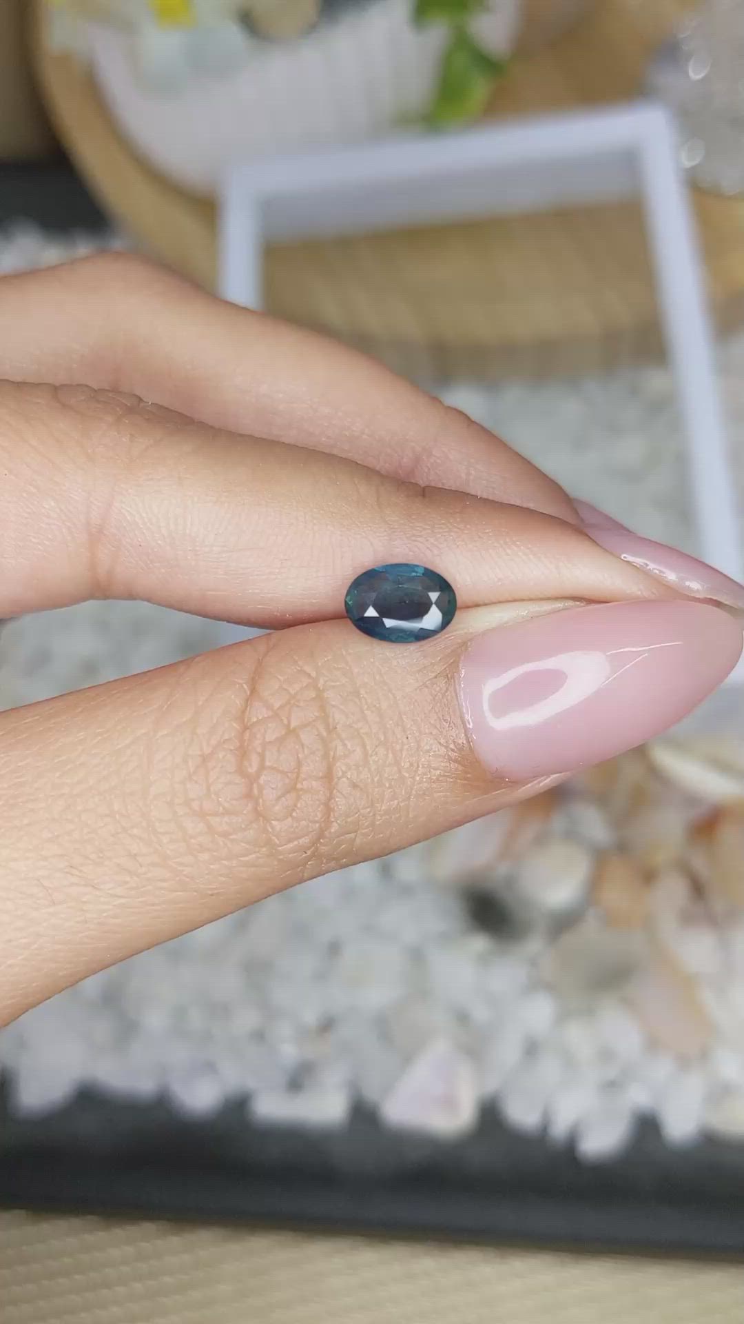 1.00 Ct. Greenish Blue Sapphire from Madagascar Size Video