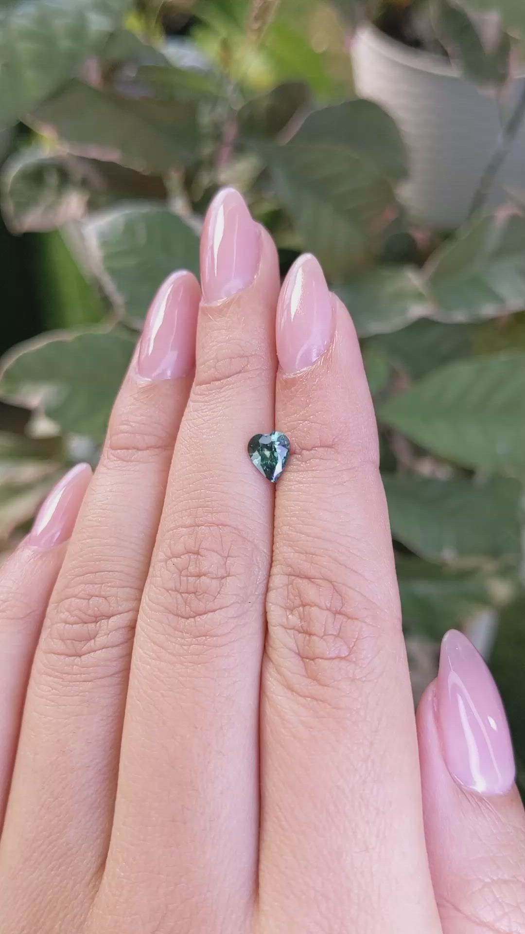 0.80 Ct. Bluish Green Sapphire from Madagascar Size Video