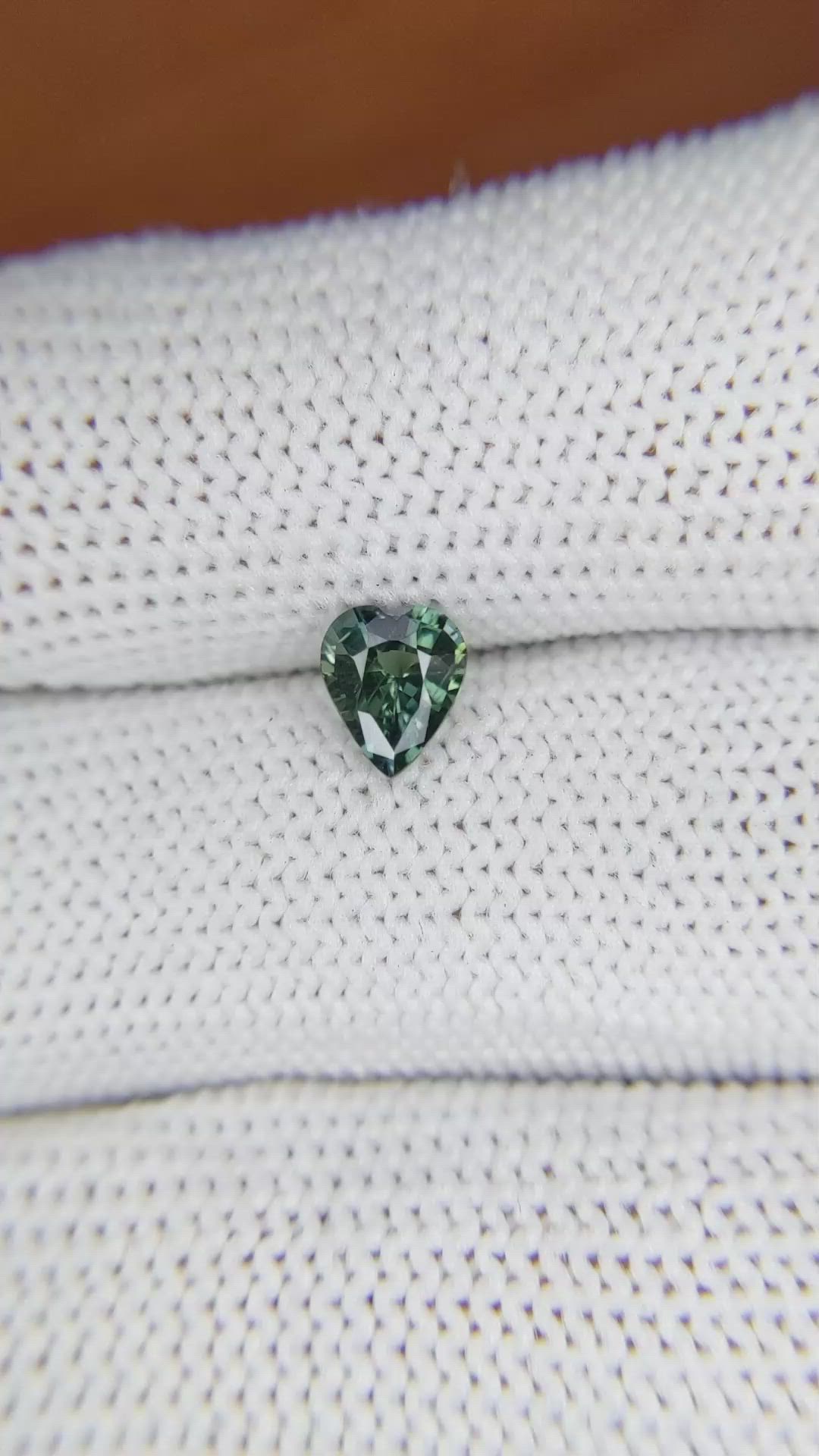 0.80 Ct. Bluish Green Sapphire from Madagascar Size Video