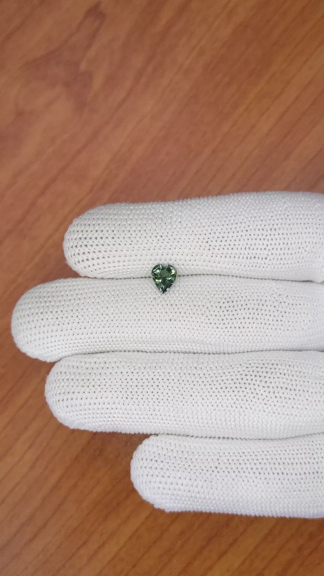 0.80 Ct. Bluish Green Sapphire from Madagascar Size Video