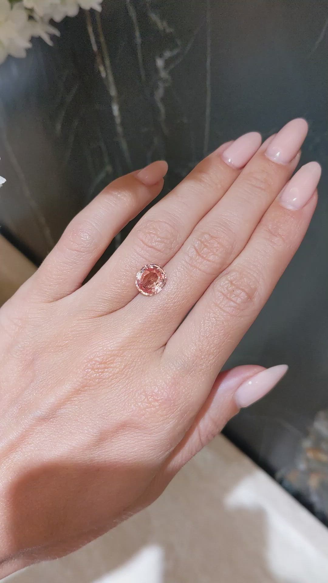 3.00 Ct. Padparadscha Sapphire from Ceylon (Sri Lanka) Size Video