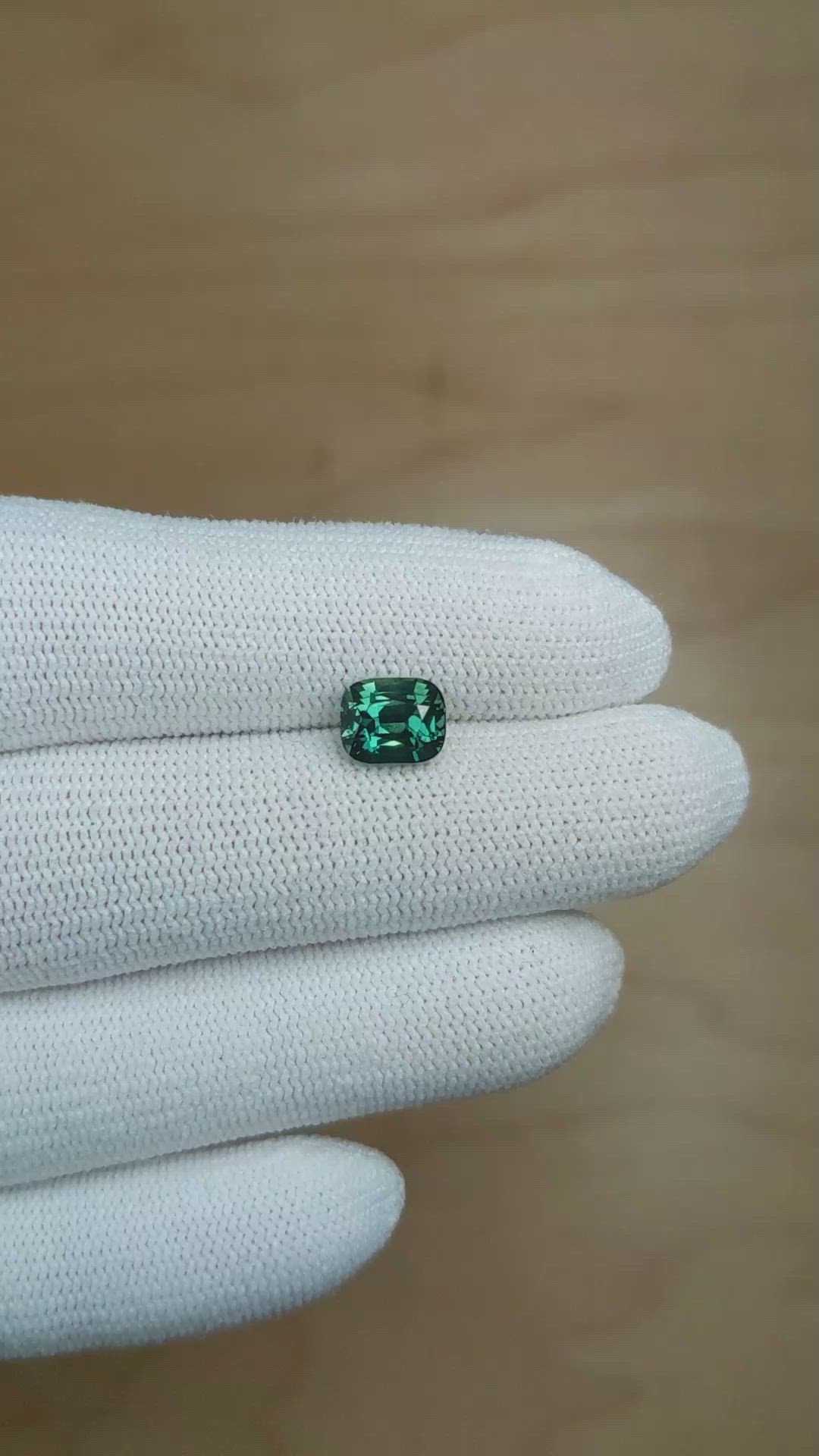 2.08 Ct. Bluish Green Sapphire from Madagascar Size Video