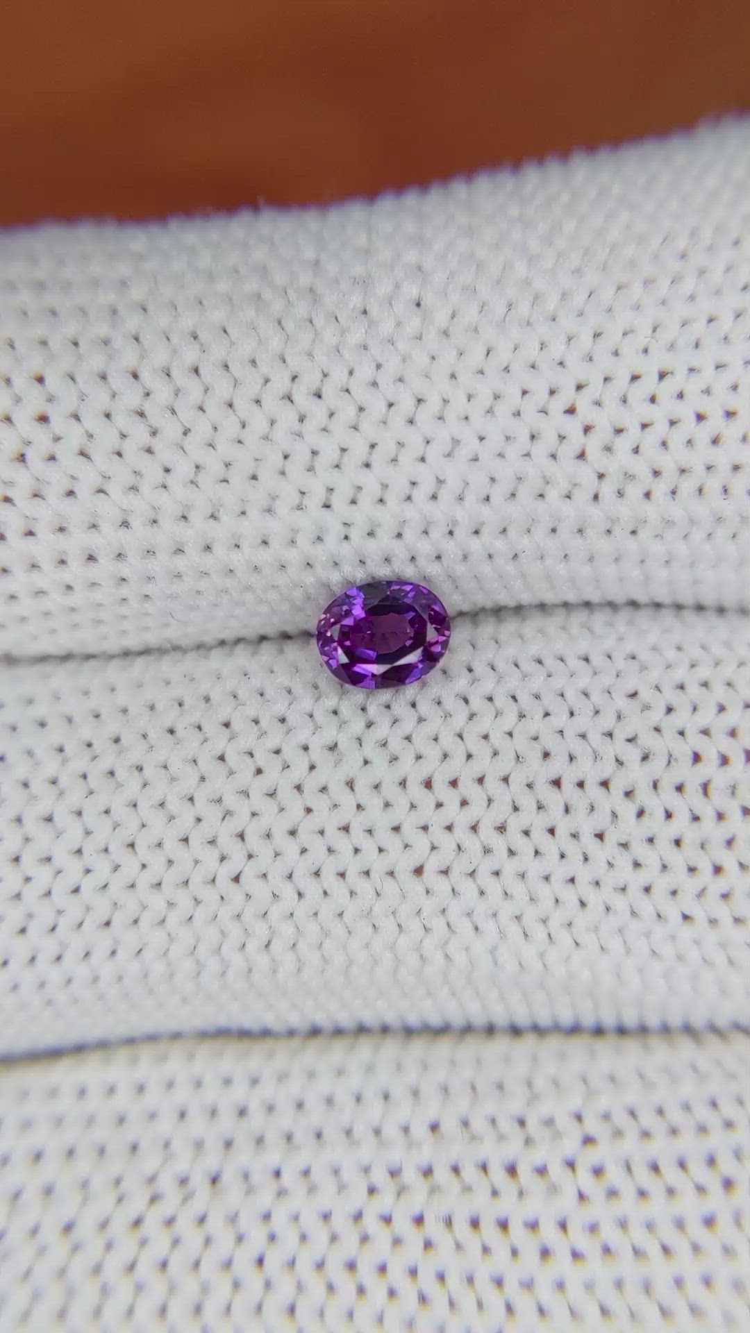 0.62 Ct. Pinkish Purple Sapphire from Ceylon (Sri Lanka) Size Video