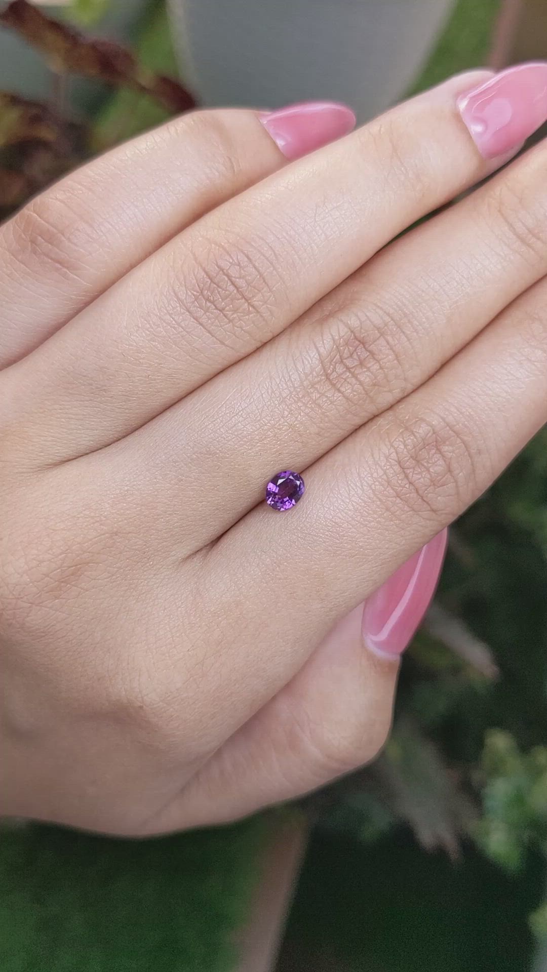 0.62 Ct. Pinkish Purple Sapphire from Ceylon (Sri Lanka) Size Video
