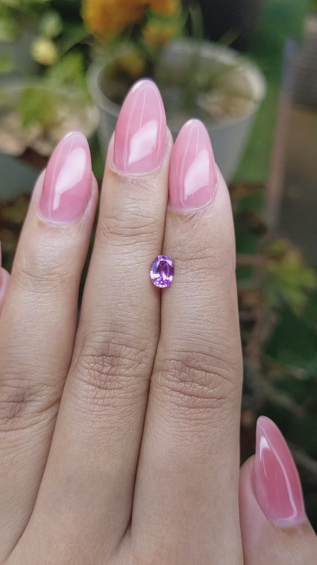 0.58 Ct. Pinkish Purple Sapphire from Ceylon (Sri Lanka) Size Video