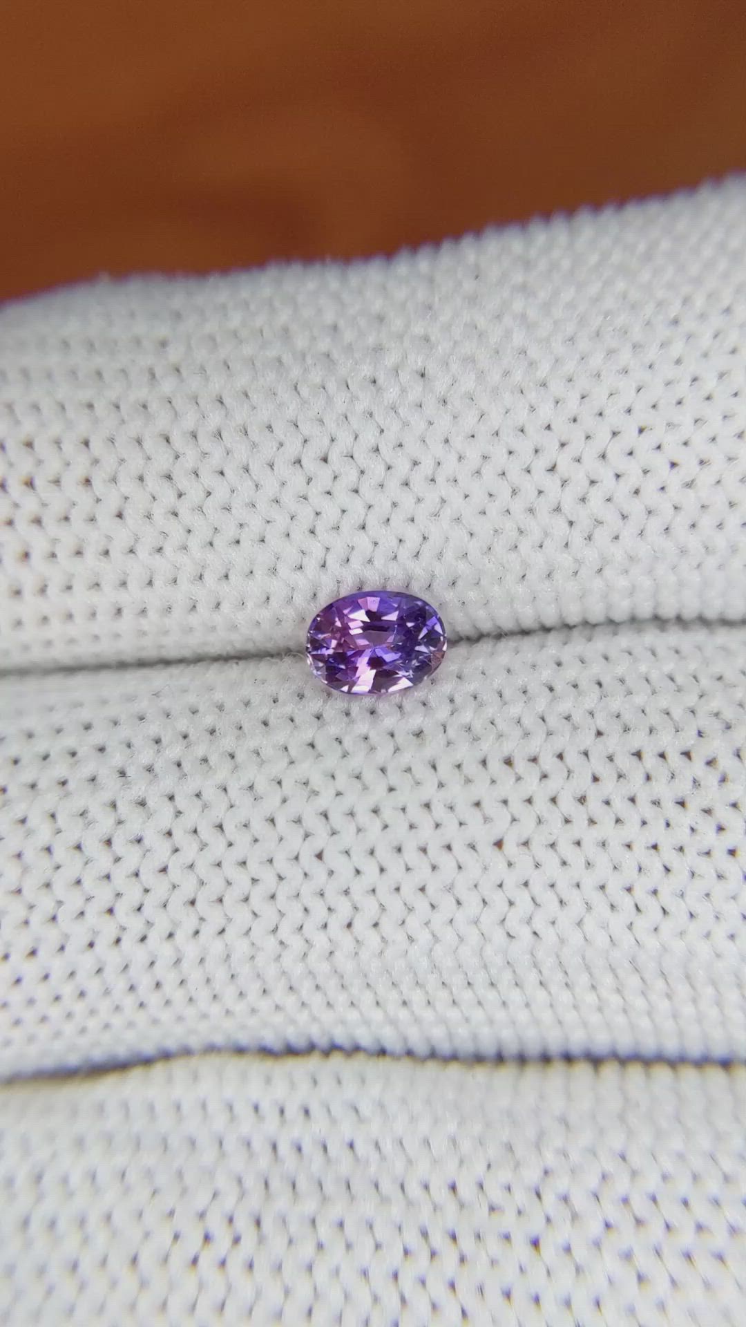0.60 Ct. Pinkish Purple Sapphire from Ceylon (Sri Lanka) Size Video