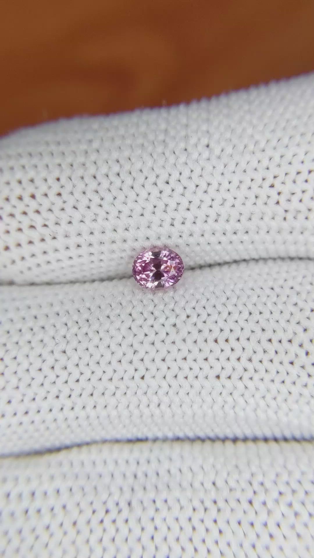 0.59 Ct. Pinkish Purple Sapphire from Ceylon (Sri Lanka) Size Video