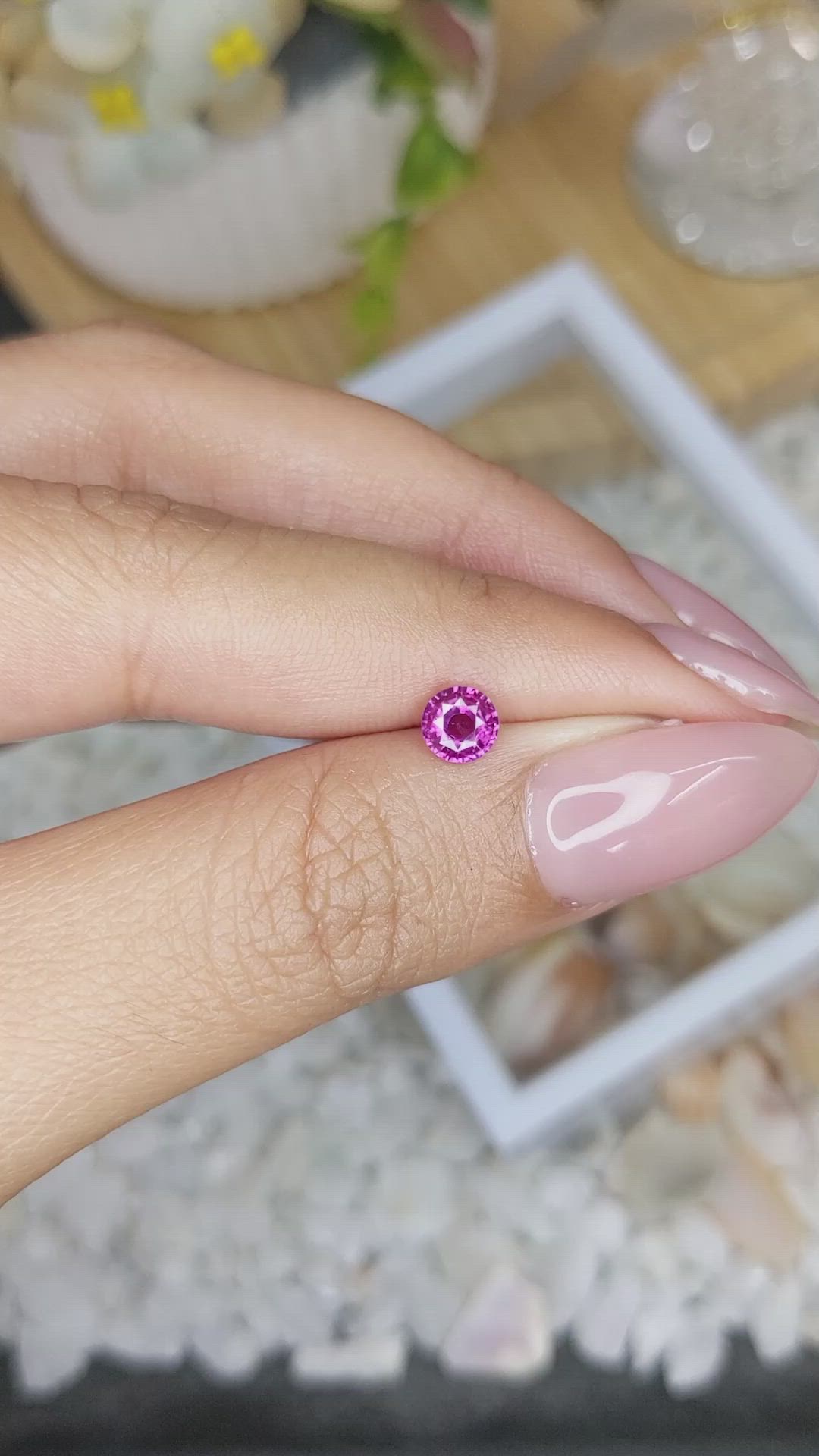 0.57 Ct. Purplish Pink Sapphire from Ceylon (Sri Lanka) Size Video