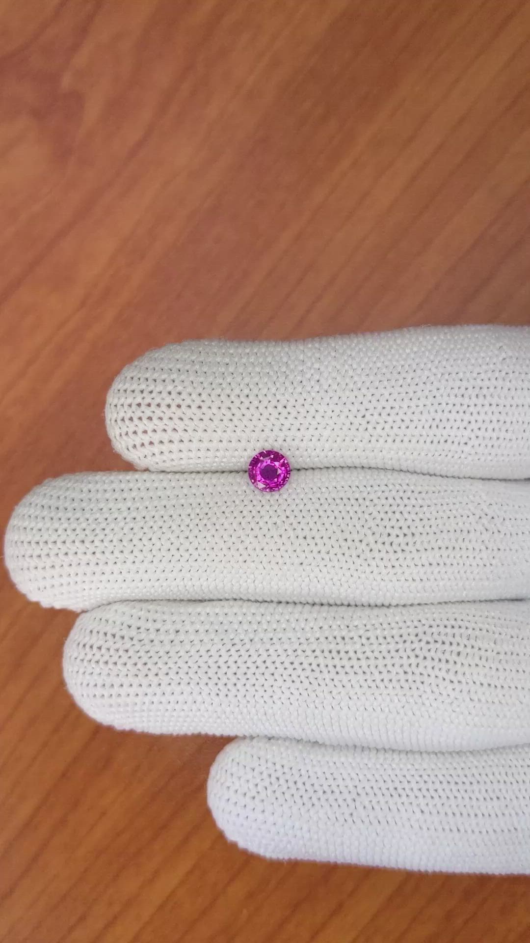 0.57 Ct. Purplish Pink Sapphire from Ceylon (Sri Lanka) Size Video