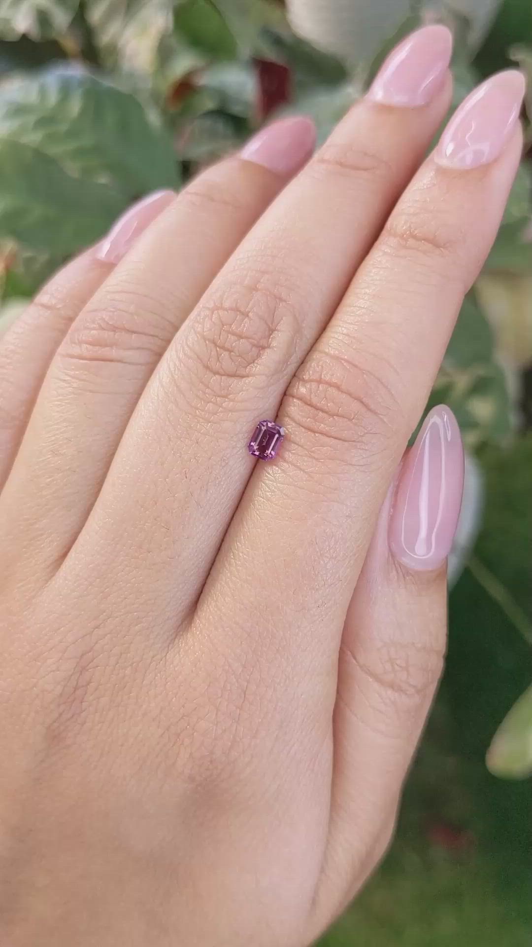 0.49 Ct. Pinkish Purple Sapphire from Ceylon (Sri Lanka) Size Video