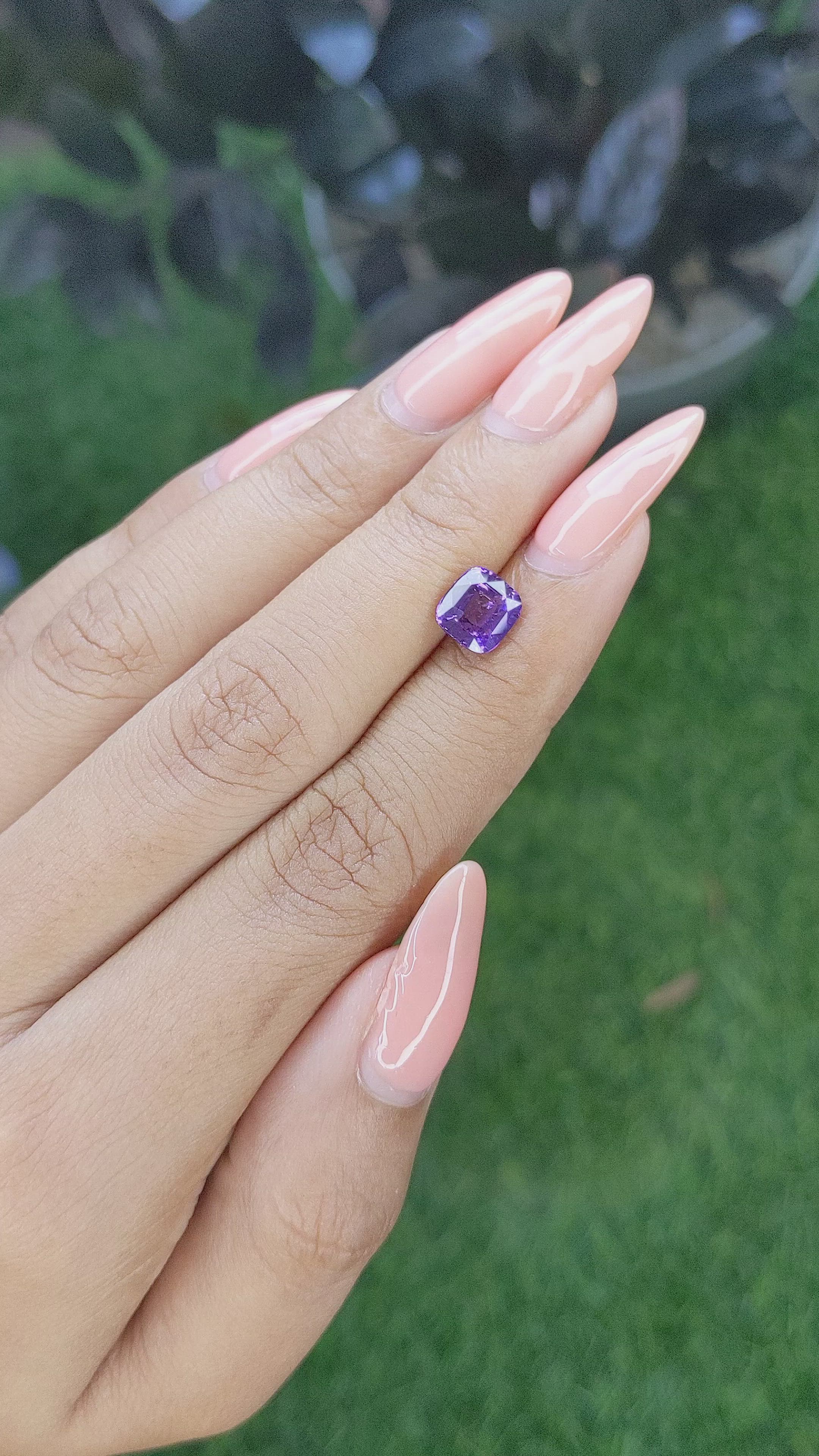 2.11 Ct. Purple Sapphire from Ceylon (Sri Lanka) Size Video
